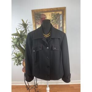 Isabel & Nina Women Plus 20W Jacket Black Turndown Collar Lined Office Siren